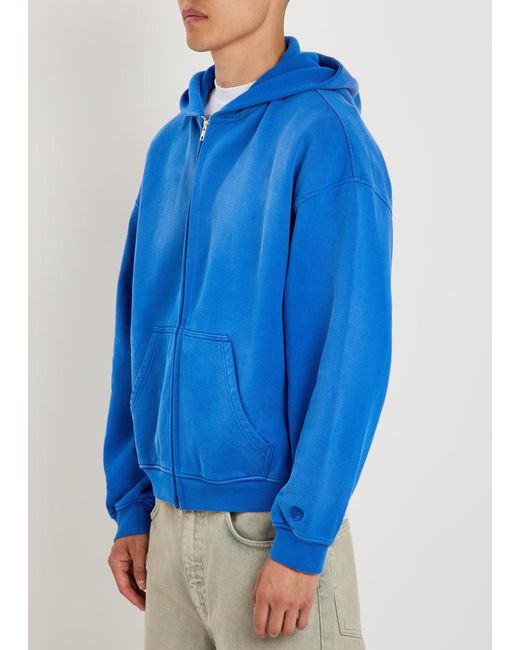 Picante Blue Everyday Hooded Zip-Up Cotton Sweatshirt for men
