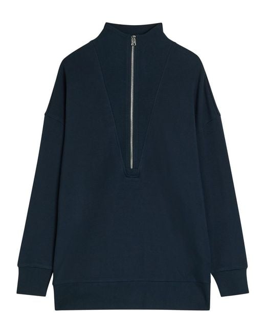 Varley Blue Masie Half-Zip Stretch-Jersey Sweatshirt