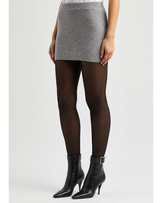 AEXAE Gray Ribbed Cashmere Mini Skirt