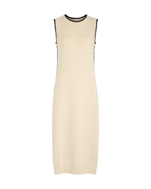 Varley White Dwight Pointelle-Knit Cotton Midi Dress