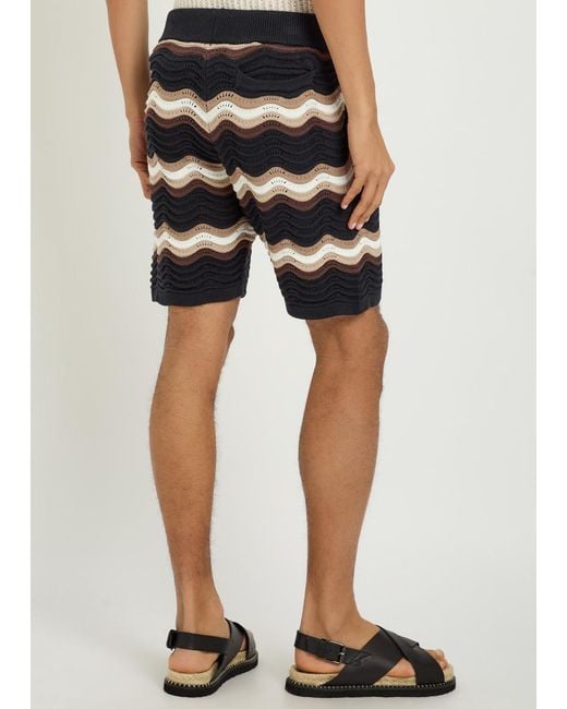 Raith Black Primavera Wavy Crochet Cotton Shorts for men