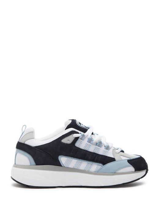 Cleens White Hyper Runner Panelled Mesh Sneakers for men