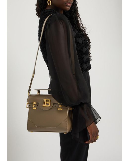 Balmain Brown B-Buzz 23 Leather Top Handle Bag