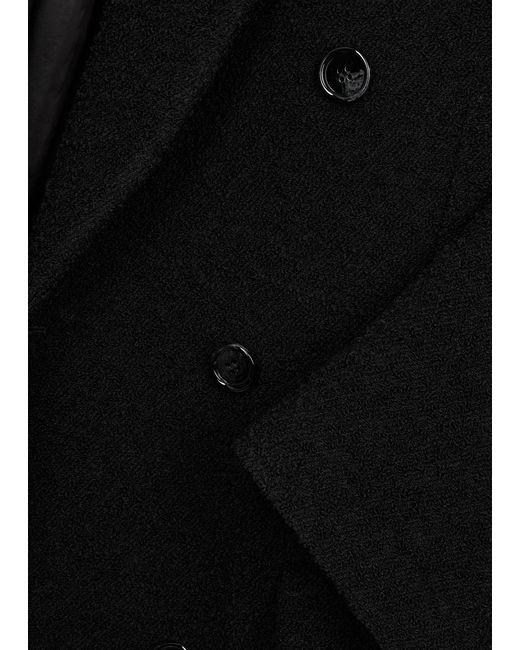 Acne Black Double-breasted Bouclé Wool-blend Coat