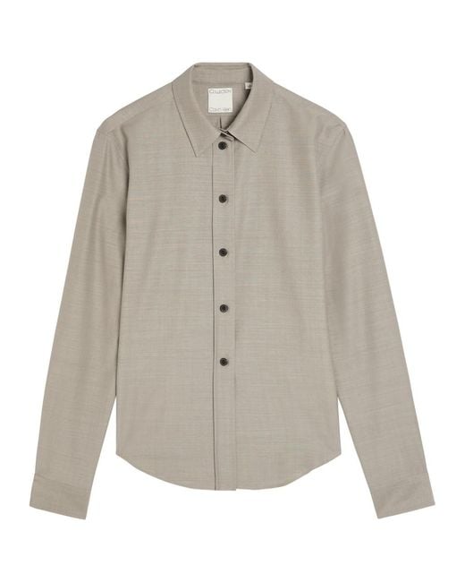 Calvin Klein Gray Sophie Wool And Silk-Blend Shirt