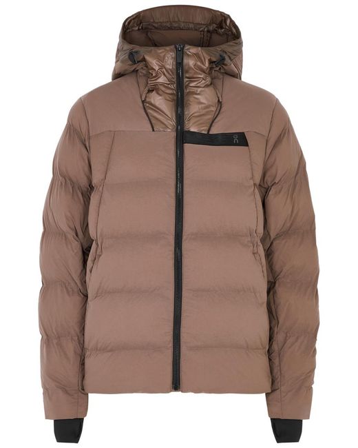 On Shoes Brown Challenger Quilted Shell Jacket