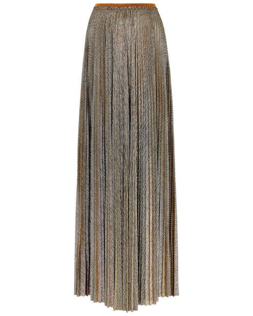 Forte Forte Natural Pleated Metallic-Weave Maxi Skirt