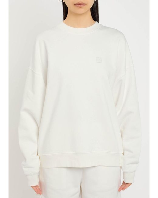 Anine Bing White Miles Logo Cotton Sweatshirt