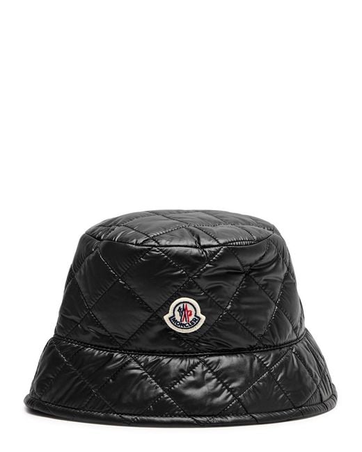Moncler Black Logo Quilted Shell Bucket Hat