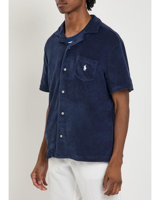 Polo Ralph Lauren Blue Logo-Embroidered Terry Shirt for men