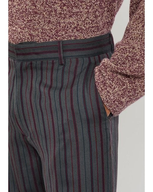 The Elder Statesman Blue Stripe Slacker Straight-Leg Wool And Cashmere-Blend Trousers for men