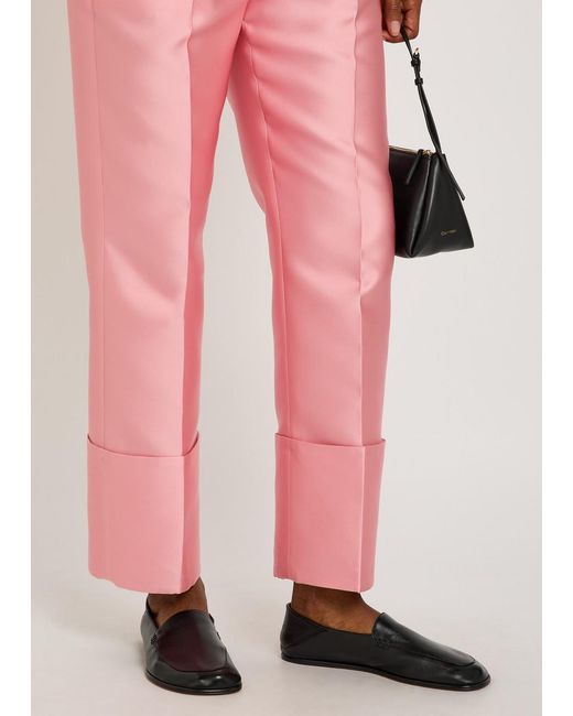 Calvin Klein Pink Eva Turn-Up Duchess-Satin Trousers