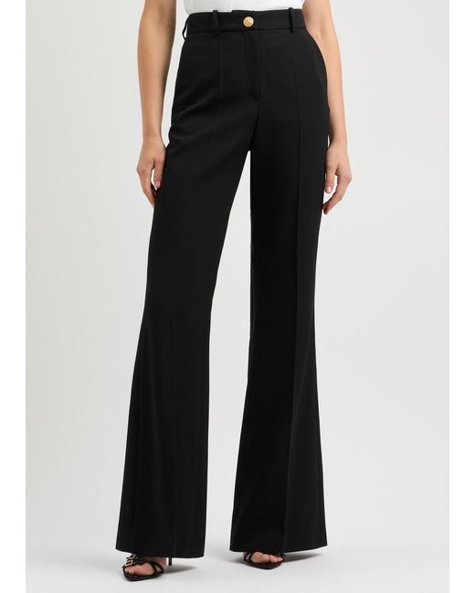 Balmain Black Flared-Leg Wool Trousers