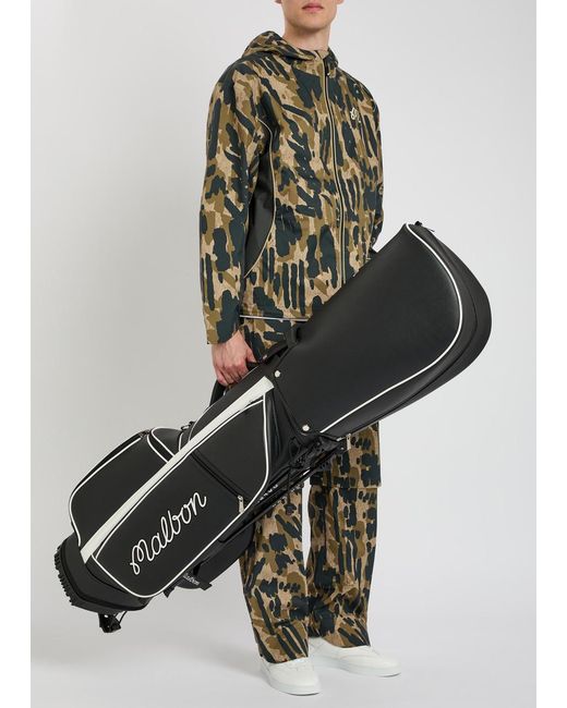 Malbon Black Embroidered Faux Leather Golf Cart Bag for men