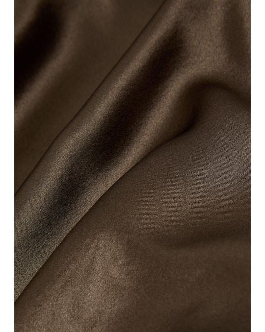 Staud Brown Phoebe Draped Stretch-Silk Dress