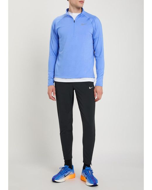 Nike Blue Dri-Fit Quarter-Zip Stretch-Jersey Running Top for men