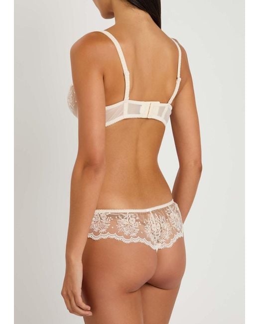 Simone Perele White Intrigue Tanga Embroidered Tulle Briefs