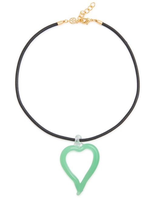 SANDRALEXANDRA Metallic Heart Of Glass Xl Leather Cord Necklace