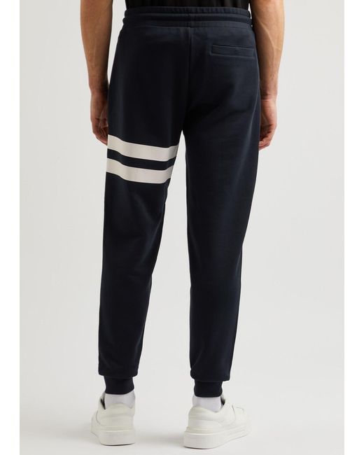 Moncler Blue Striped Logo Cotton Sweatpants for men