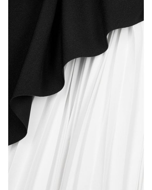 Solace London Black Severny Peplum Pleated Midi Dress