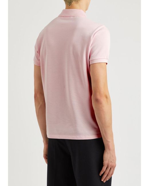 Moncler Pink Heart Logo Piqué Cotton Polo Shirt for men