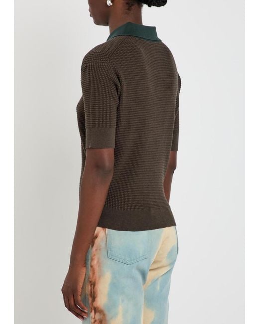 J.W. Anderson Green Waffle-Knit Cotton-Blend Polo Shirt