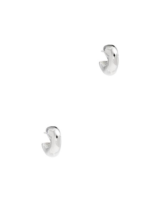 Agmes White Small Dahlia Sterling Hoop Earrings