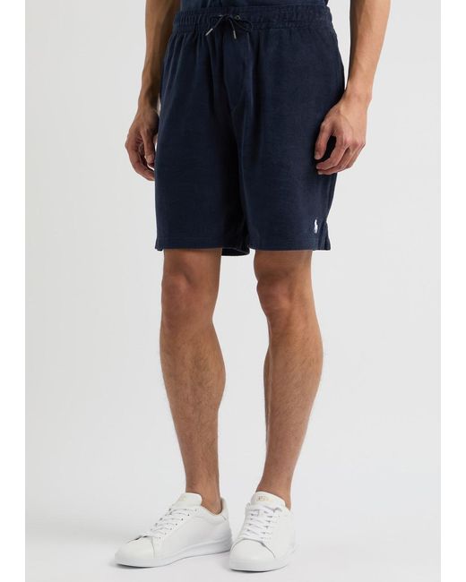 Polo Ralph Lauren Blue Logo-Embroidered Terry Shorts for men