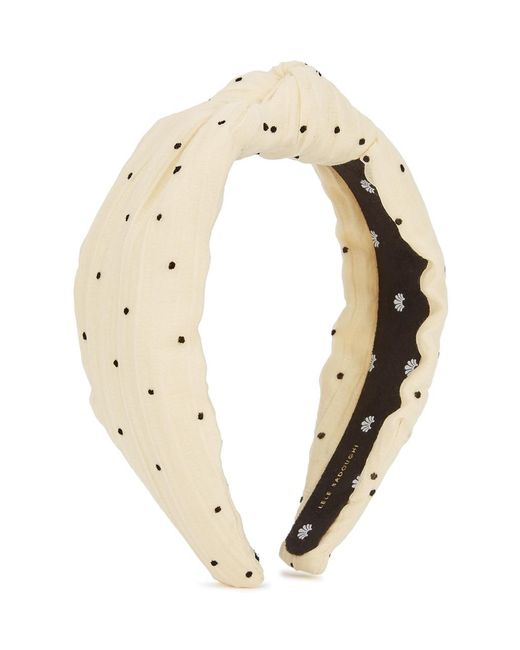 Lele Sadoughi Natural Polka-Dot Silk Headband