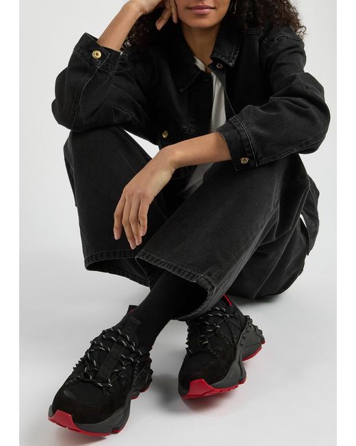 Christian Louboutin Black Trailnrun Panelled Knitted Sneakers
