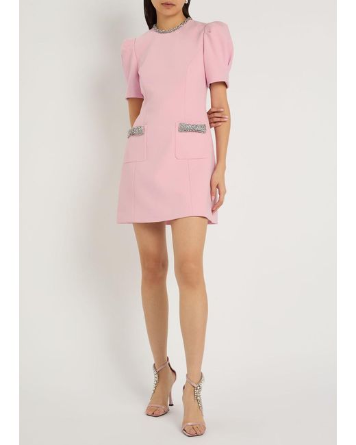 Rebecca Vallance Pink Nemy Crystal-Embellished Crepe Mini Dress