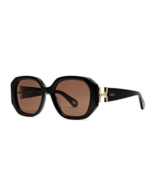 Chloé Brown Oversized Round-Frame Sunglasses