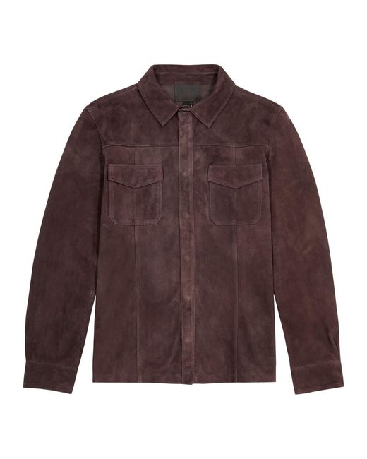 PAIGE Brown Baltimore Suede Overshirt for men