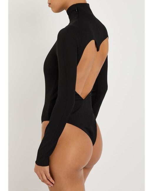 Alaïa Black Heart Cut-Out Crepe Bodysuit