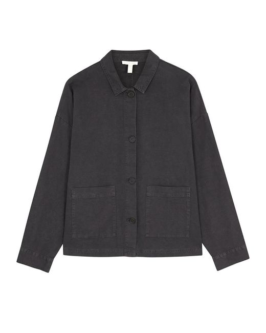 Eileen Fisher Gray Charcoal Piquã Cotton-Blend Jacket