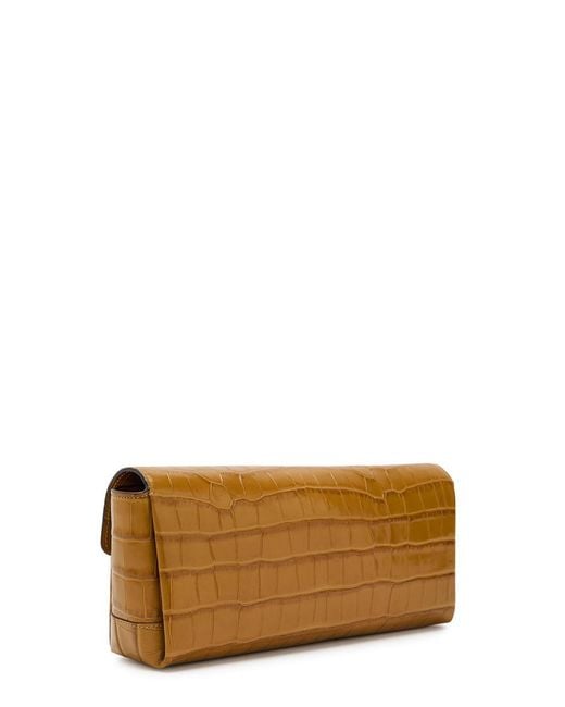 Totême  Brown Crocodile-Embossed Leather Clutch