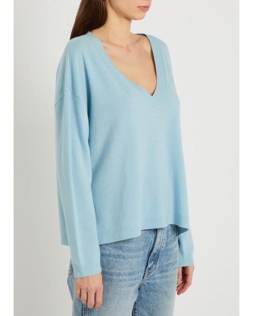 Alice + Olivia Blue Williams V-Neck Cashmere-Blend Jumper