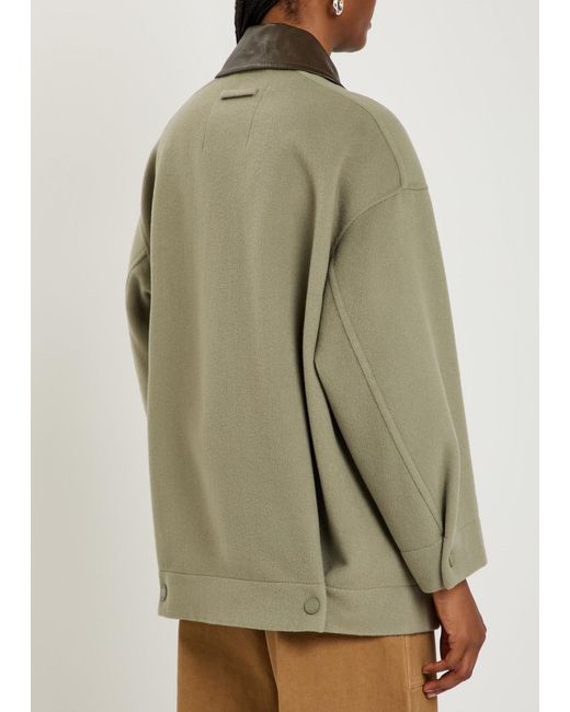 MAX&Co. Green Leather-Trim Wool Jacket