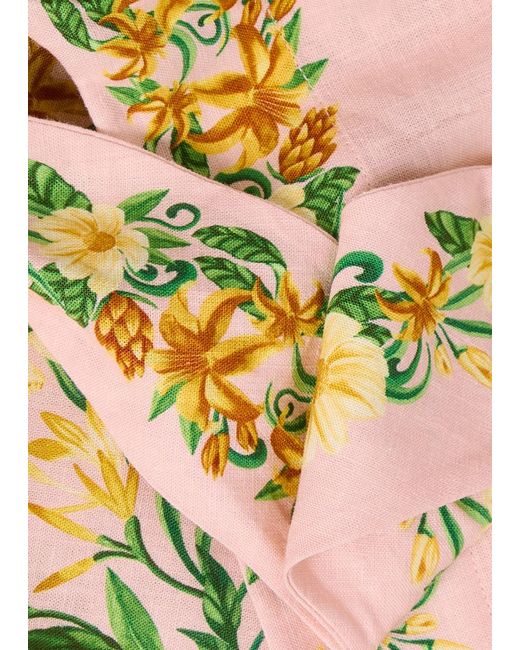 Farm Rio White Botanical Floral-Print Flax-Blend Shorts
