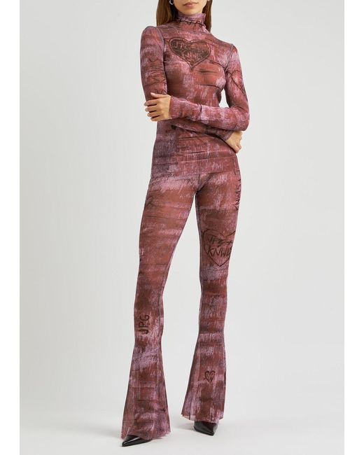 Jean Paul Gaultier Red X Knwls Printed Tulle leggings