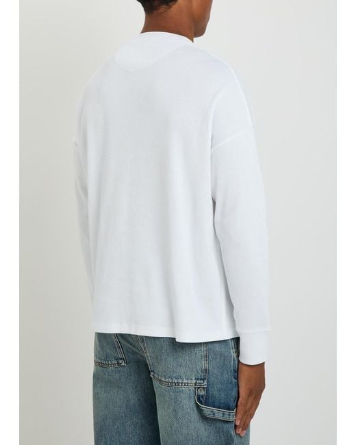 Loewe White Logo-Embroidered Long-Sleeve Cotton T-Shirt for men