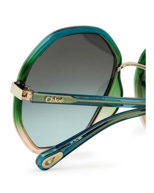 Chloé Green Franky Octagon-frame Sunglasses