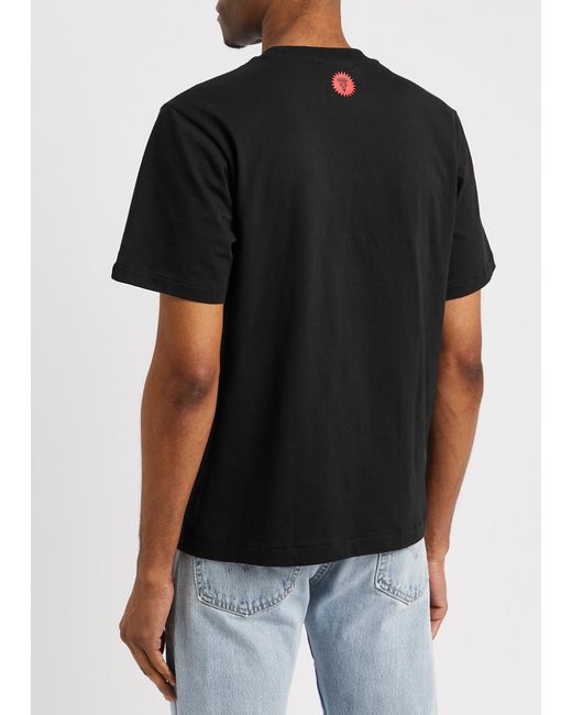ICECREAM Black Running Dog Printed Cotton T-shirt for men