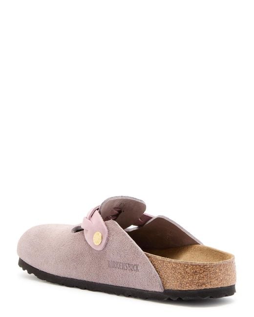 Birkenstock Pink Boston Two-Toned Suede Sliders