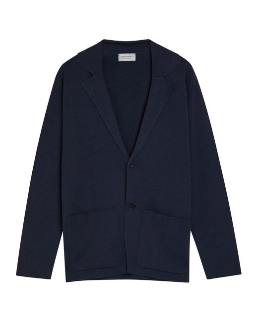 John Smedley Blue Narah Merino Wool Cardigan for men