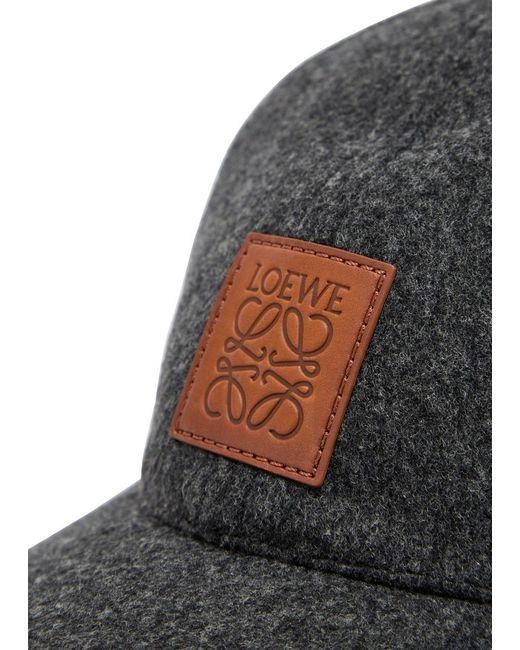 Loewe Black Anagram Leather And Wool-Blend Cap for men