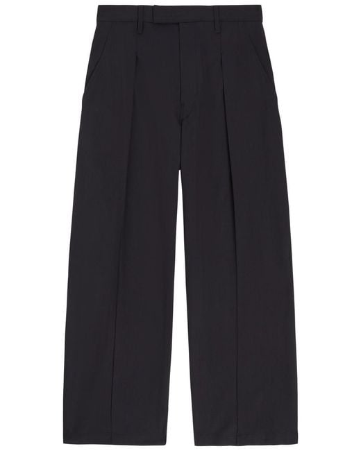 Lemaire Blue Wide-Leg Pleated Cotton Trousers for men