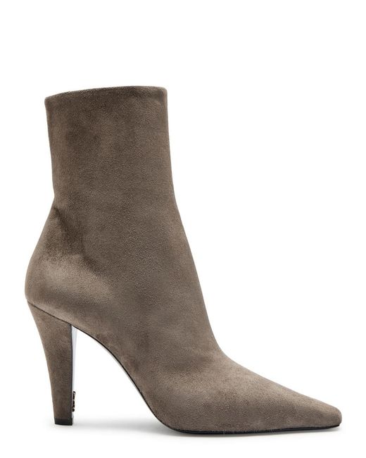 Saint Laurent Brown Jill 95 Suede Ankle Boots