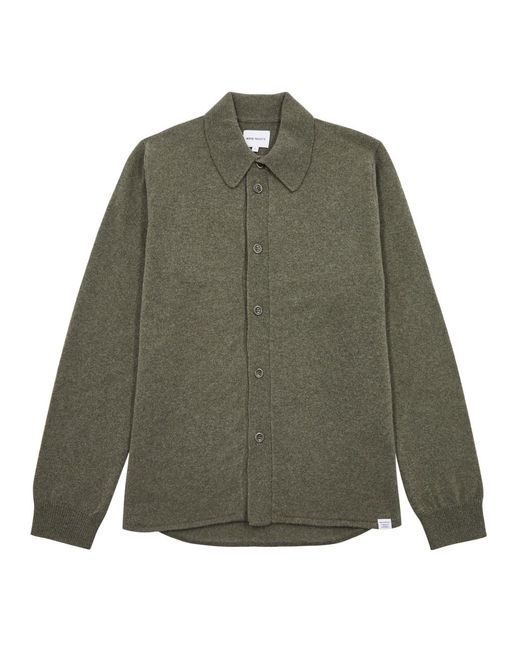 Norse Projects Green Martin Wool Cardigan for men