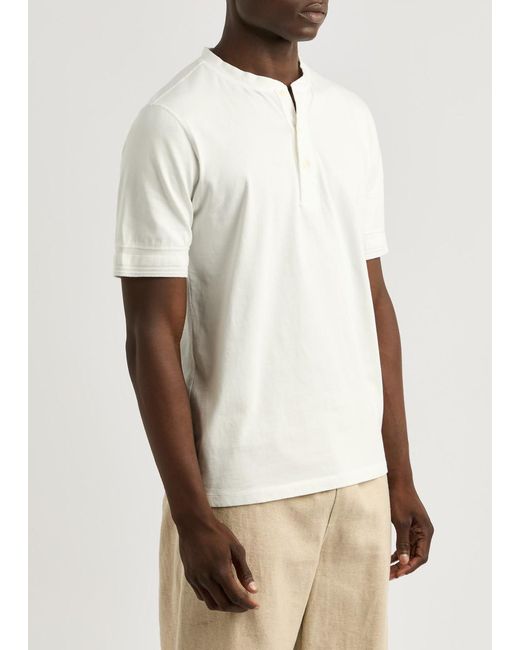 Nudie Jeans White Cotton Henley T-Shirt for men